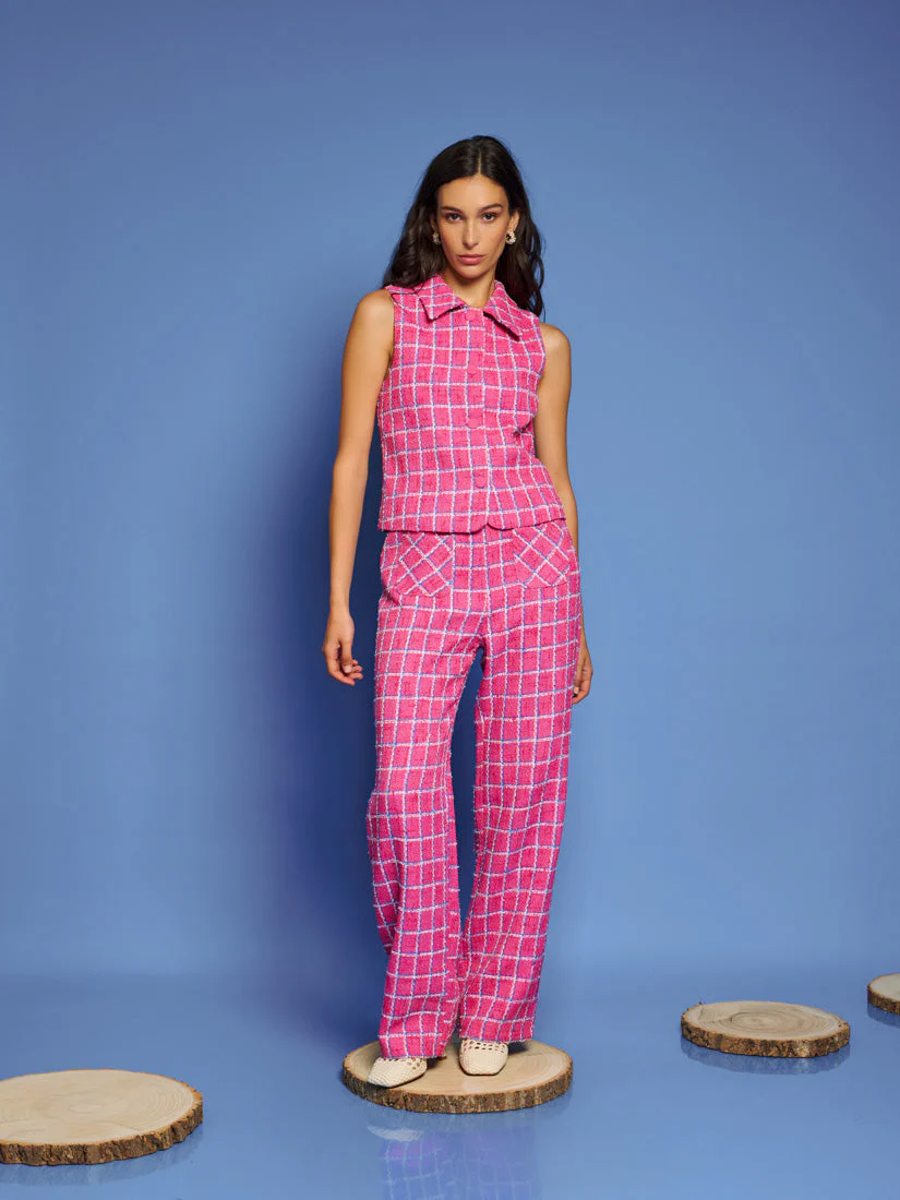 <b>DREAM</b> Cottage Check Tweed Vest - Image 4