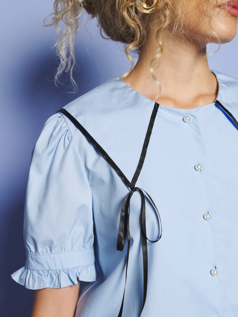 Glassy Bowed Collar Blouse - Image 6