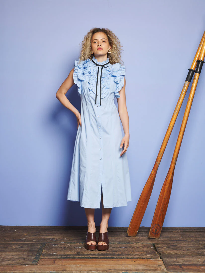 Glassy Ruffle Pleat Midi Dress - Image 4