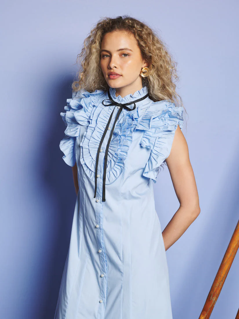 Glassy Ruffle Pleat Midi Dress - Image 5